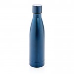 Elegante botella metálica de acero reciclado color azul oscuro quinta vista