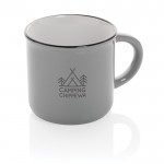 Taza vintage de dos colores color gris vista con logo