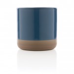 Taza de cerámica esmaltada en dos colores color azul cuarta vista