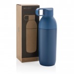Botella térmica de acero inoxidable con tapa desmontable 540ml color azul vista con caja