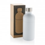 Botella de acero inoxidable reciclado con sistema antifugas 800ml color blanco vista con caja