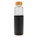 Botella de vidrio personalizada con funda color negro