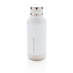 Botella con función termo y placa para logo color blanco