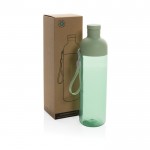 Botella de RPET con tapa desmontable y asa de transporte 600ml color verde vista con caja
