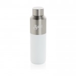 Botella térmica de acero reciclado con tapón antifugas 600ml color blanco vista con logo