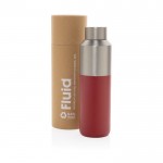 Botella térmica de acero reciclado con tapón antifugas 600ml color rojo vista con caja