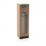 Botella de acero inoxidable reciclado de doble pared de 700ml color blanco segunda vista con caja