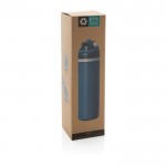 Botella de acero inoxidable reciclado de doble pared de 700ml color azul segunda vista con caja