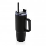 Vaso térmico de plástico reciclado con tapa de 3 posiciones 900ml color negro