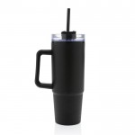 Vaso térmico de plástico reciclado con tapa de 3 posiciones 900ml color negro segunda vista