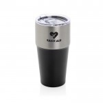 Vaso térmico de acero inoxidable reciclado antigoteo de 500ml color negro vista con logo