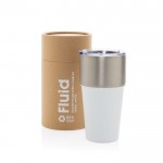 Vaso térmico de acero inoxidable reciclado antigoteo de 500ml color blanco vista con caja