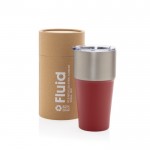 Vaso térmico de acero inoxidable reciclado antigoteo de 500ml color rojo vista con caja