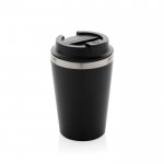 Taza térmica de doble pared ecológica con tapa antigoteo de 350ml color negro