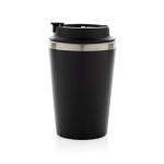 Taza térmica de doble pared ecológica con tapa antigoteo de 350ml color negro sexta vista