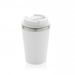 Taza térmica de doble pared ecológica con tapa antigoteo de 350ml color blanco