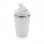 Taza térmica de doble pared ecológica con tapa antigoteo de 350ml color blanco segunda vista