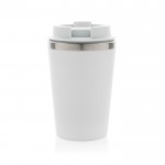 Taza térmica de doble pared ecológica con tapa antigoteo de 350ml color blanco cuarta vista