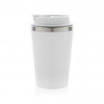 Taza térmica de doble pared ecológica con tapa antigoteo de 350ml color blanco sexta vista