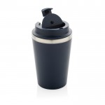 Taza térmica de doble pared ecológica con tapa antigoteo de 350ml color azul segunda vista