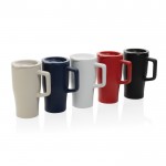 Taza premium de cerámica con asa ergonómica y tapa antigoteo 490 ml color negro vista general