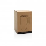 Taza premium de cerámica con asa ergonómica y tapa antigoteo 490 ml color negro segunda vista con caja