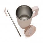Botella térmica de acero inoxidable reciclado con pajita 900ml color rosa novena vista
