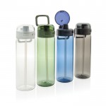 Botella deportiva en RPET con tapa antigoteo y pajita 800 ml color azul marino vista general