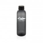 Botella de RPET con agarre y diseño ondulado con asa 750 ml color negro vista con logo