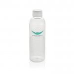 Botella de RPET con agarre y diseño ondulado con asa 750 ml color blanco vista con logo
