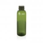 Botella de RPET con agarre y diseño ondulado con asa 750 ml color verde vista con logo