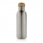 Botella de acero inoxidable reciclado con tapón de bambú 600ml color plateado segunda vista