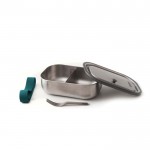 Fiambrera de acero inoxidable con cubierto y cinta Black+Blum 1 L color turquesa quinta vista