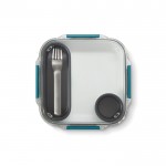 Fiambrera con recipientes en el interior y tenedor Black+Blum 1L color turquesa cuarta vista