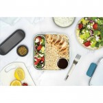 Fiambrera con recipientes en el interior y tenedor Black+Blum 1L color turquesa