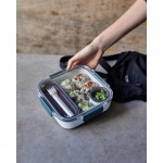 Fiambrera con recipientes en el interior y tenedor Black+Blum 1L color turquesa