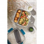 Fiambrera con recipientes en el interior y tenedor Black+Blum 1L color turquesa