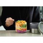 Bowl de vidrio con tapa de silicona antigoteo Black+Blum 750ml color plateado