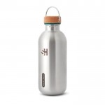 Botella de agua de acero inoxidable con antigoteo Black+Blum 600ml color turquesa vista con logo