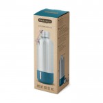 Botella térmica grande de acero inoxidable Black+Blum 850ml color turquesa vista con caja