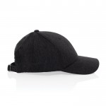 Gorra de algodón reciclado 6 paneles con tejido jaspeado 200 g/m2 color negro tercera vista