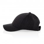 Gorra de algodón reciclado 6 paneles con tejido jaspeado 200 g/m2 color negro cuarta vista