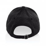 Gorra de algodón reciclado 6 paneles con tejido jaspeado 200 g/m2 color negro quinta vista
