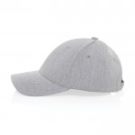 Gorra de algodón reciclado 6 paneles con tejido jaspeado 200 g/m2 color gris cuarta vista
