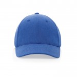 Gorra de algodón reciclado 6 paneles con tejido jaspeado 200 g/m2 color azul segunda vista