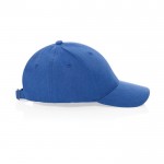 Gorra de algodón reciclado 6 paneles con tejido jaspeado 200 g/m2 color azul quinta vista