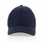 Gorra de algodón reciclado 6 paneles con tejido jaspeado 200 g/m2 color azul marino segunda vista