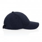 Gorra de algodón reciclado 6 paneles con tejido jaspeado 200 g/m2 color azul marino tercera vista