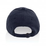 Gorra de algodón reciclado 6 paneles con tejido jaspeado 200 g/m2 color azul marino quinta vista