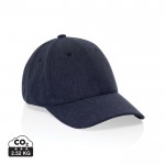 Gorra de algodón reciclado 6 paneles con tejido jaspeado 200 g/m2 color azul marino